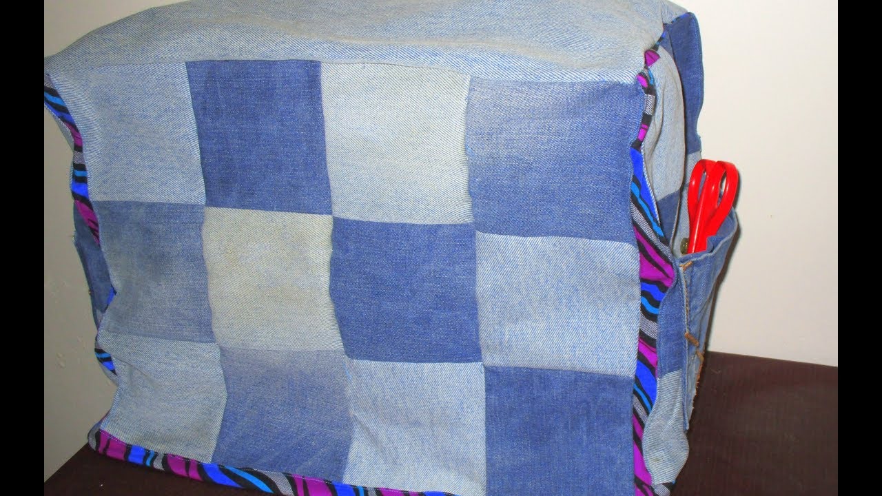 पुराने जीन्स से बनाये सिलाई मशीन का कवर /Sewing machine cover from old jeans Tutorial/Quiting  DIY