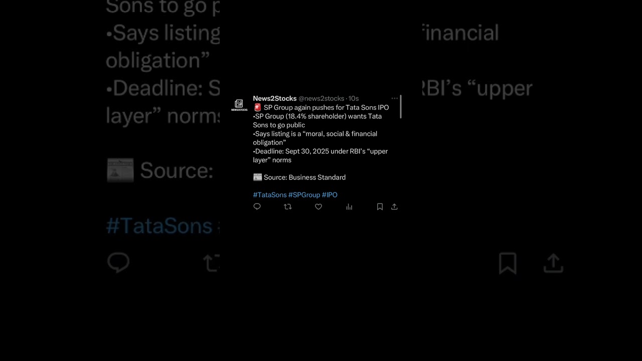 SP Group is again asking Tata Sons to list 📈 Source: Business Standard#TataSons #SPGroup #IPO