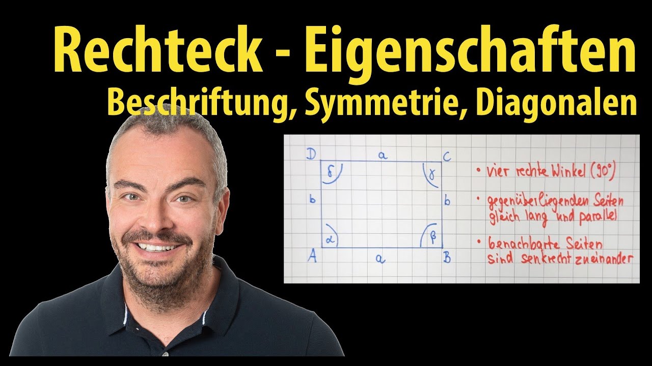 Rechteck - Beschriftung, Eigenschaften, Symmetrieachsen und Diagonalen |&nbsp;Lehrerschmidt