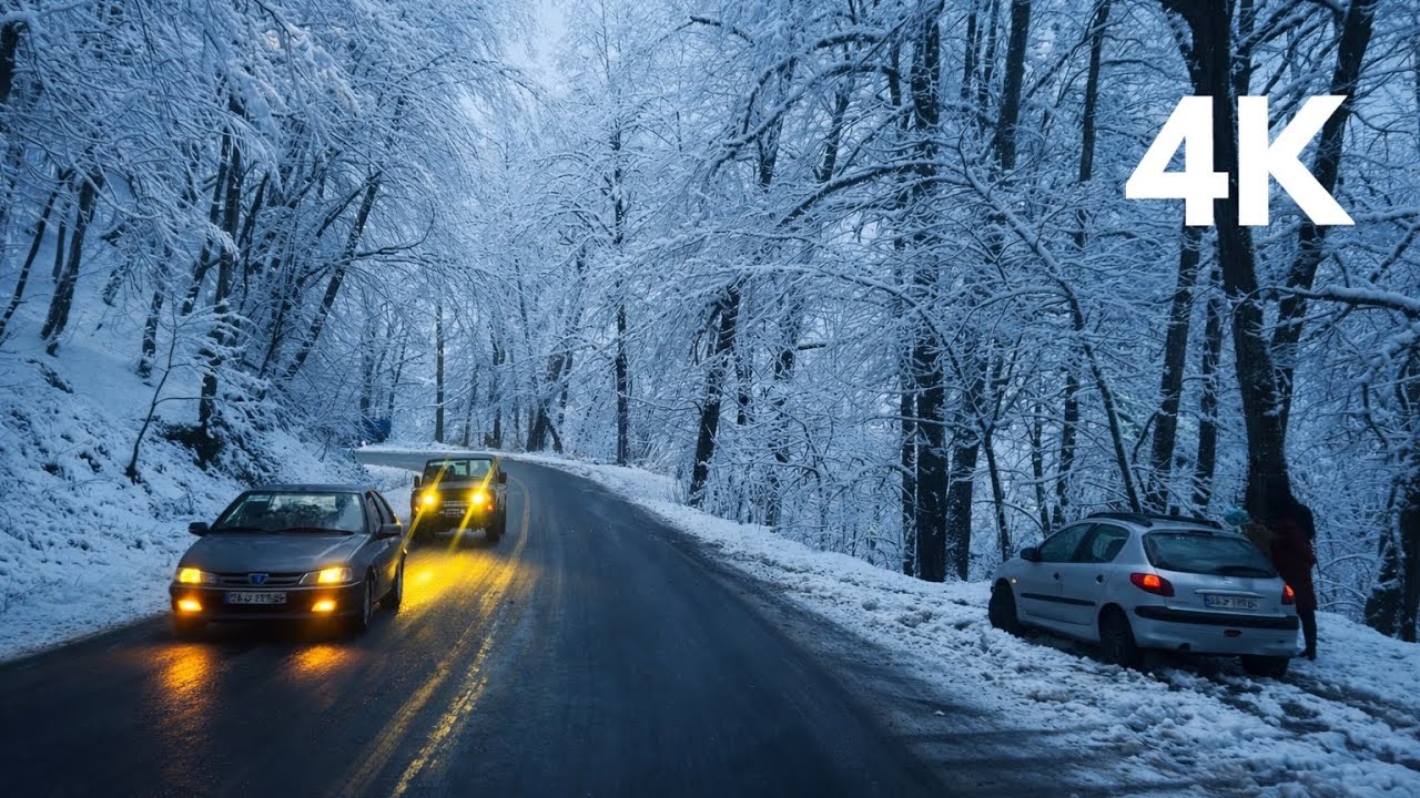 ❄️ When Snow Falls, This Silent Road in Iran Comes Alive | 4K Cinematic 