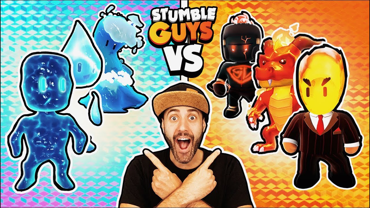 La plus GRANDE BATAILLE de SKINS FEU et EAU sur STUMBLE GUYS ! (Ils sont devenus fous)
