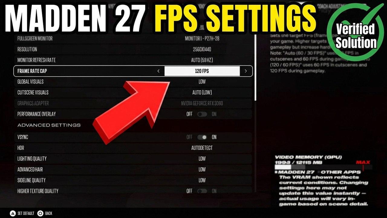 Madden 27 How to Change FPS Settings/FPS Cap - Turn ON/OFF FPS Limit