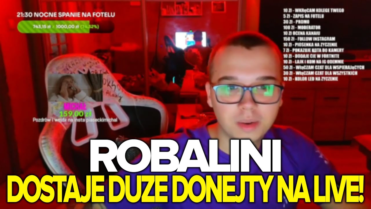 ROBALINI DOSTAJE DUŻE DONEJTY NA LIVE! Robalini