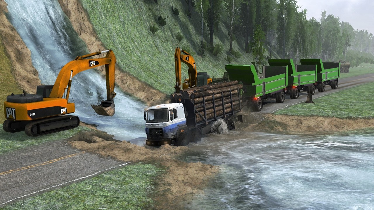 Truck vs Extreme Broken Road and Speed Bumps - Gameplay Spintires:Mudrunner E14