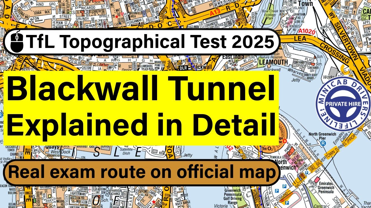 Тоннель Блэкуолл | Тест на топографическую аттестацию TfL 2025 | Маршрут экзамена | Лицензия Uber...