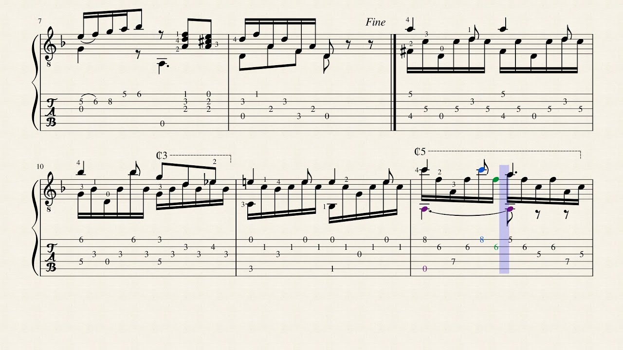 Etude No.24 -  Napoléon Coste (1805 - 1883) - Tablature