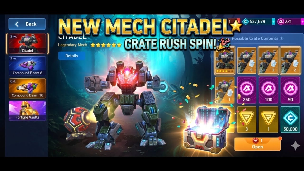 New Mech Citadel Crate rush Spin and a surprise 🎊🥳| Insane luck 🥇| @BhavayMech-Arena 