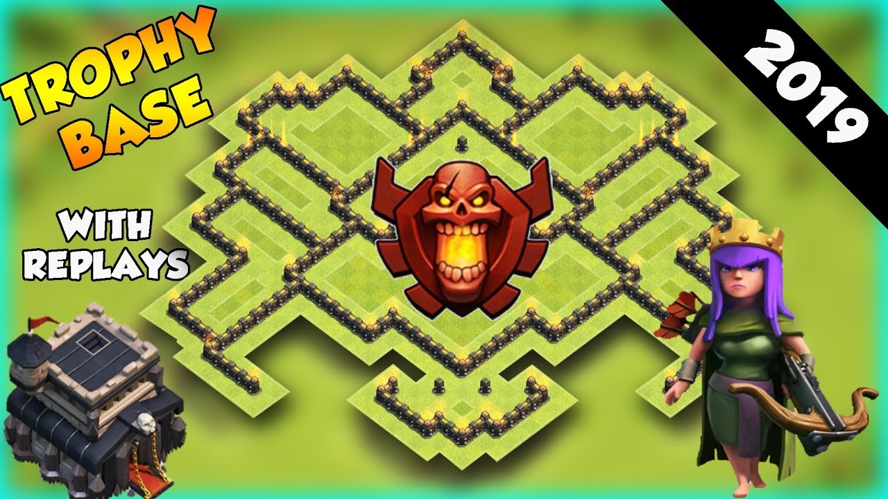 INSANE  COC Town Hall 9 TROPHY Base + REPLAYS 2019! CoC BEST Th9 Trophy Base Layout - Clash of Clans
