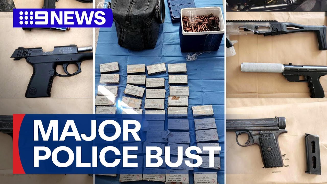 Multiple guns seized in gangland blitz across Sydney | 9 News Australia