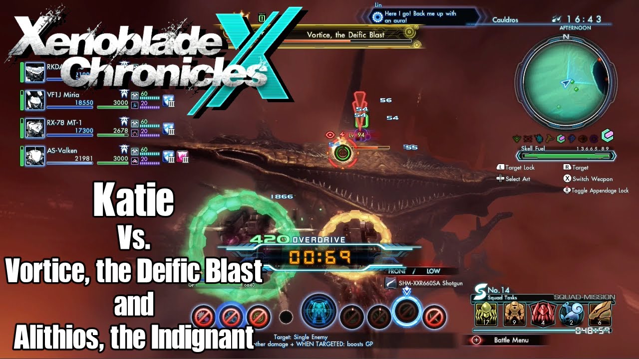 Xenoblade Chronicles X - Katie Vs. Vortice, the Deific Blast and Alithios, the Indignant