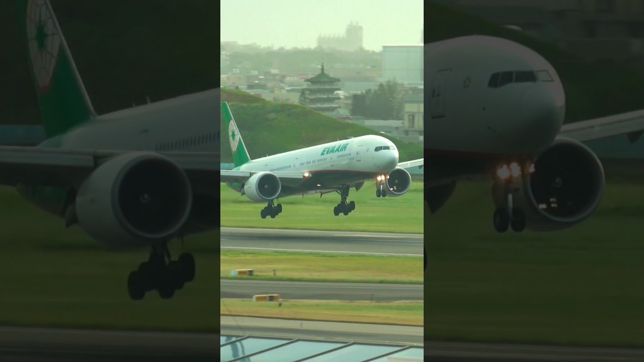 EVA Air BR711 B77W 蟹形進場降落！