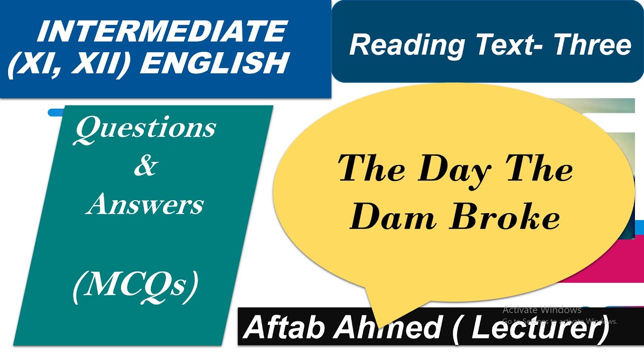 The Day The Dam Broke by James Thurber | Intermediate English MCQS | XII Class English |