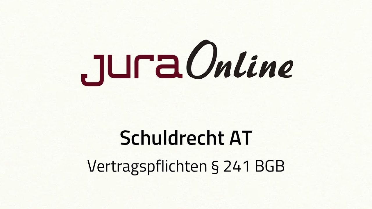 Schuldrecht AT - Vertragspflichten, &sect; 241 BGB