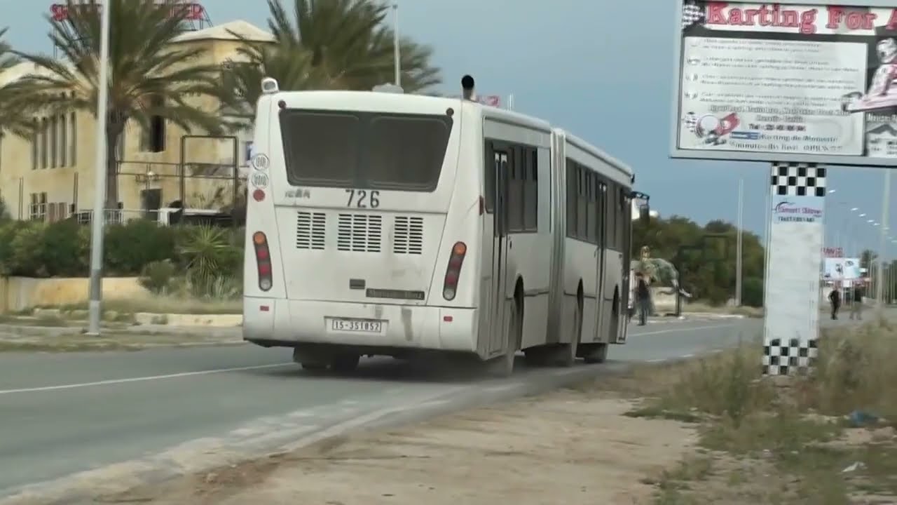 Tunisia; passing Société de Transport du Sahel buses (20130420-23) (26 Clips)