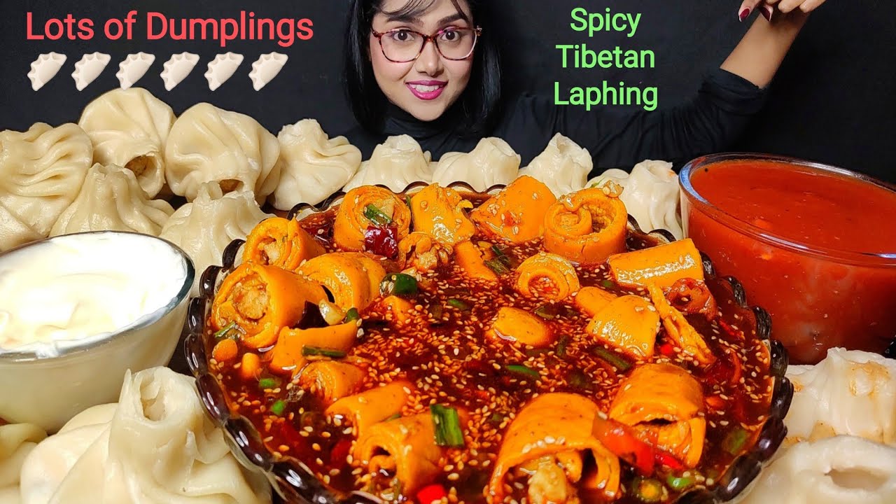 Eating Lots of Nepali Momo & Laphing| Big Bites | Asmr Eating | Mukbang