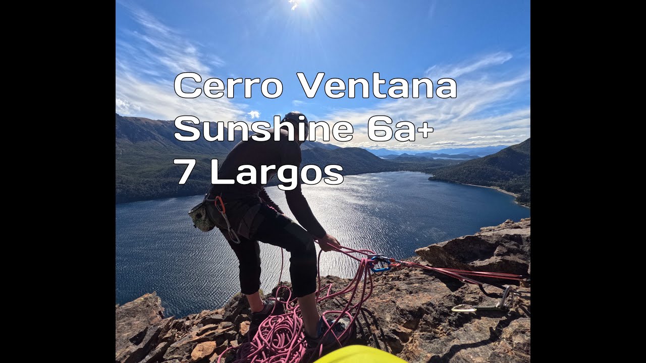 Escalada multilargo via Sunshine 6a+  200m. Ventana Sur, Cerro Ventana, San Carlos de Bariloche.