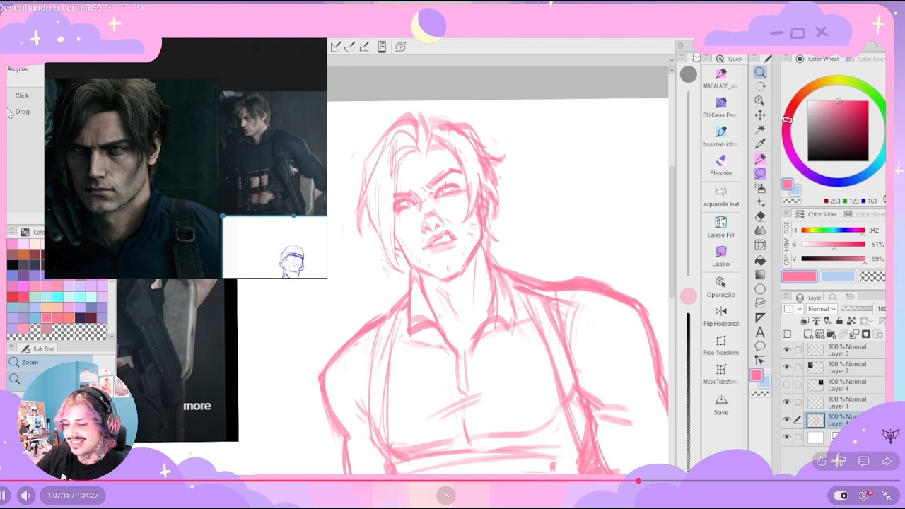 Desenhando o Leon RE9 (* ´ ▽ ` *)
