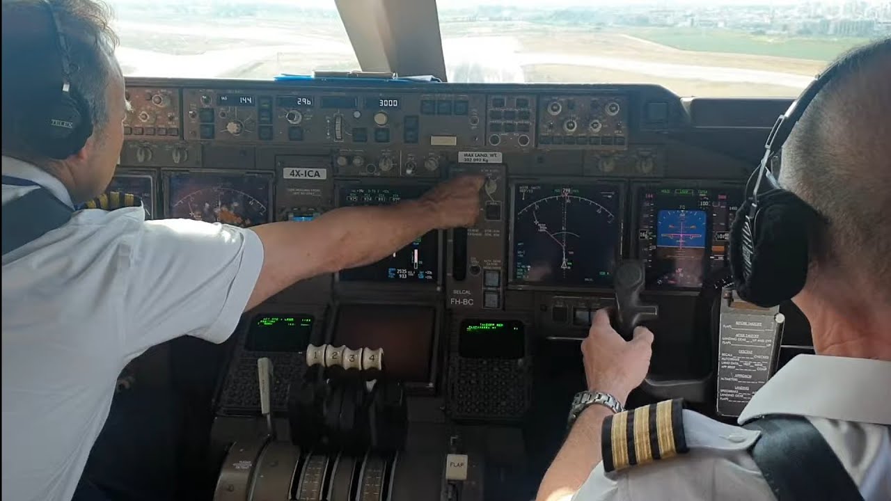 BOEING 747 TAKEOFF, and flying over Tel Aviv Israel .