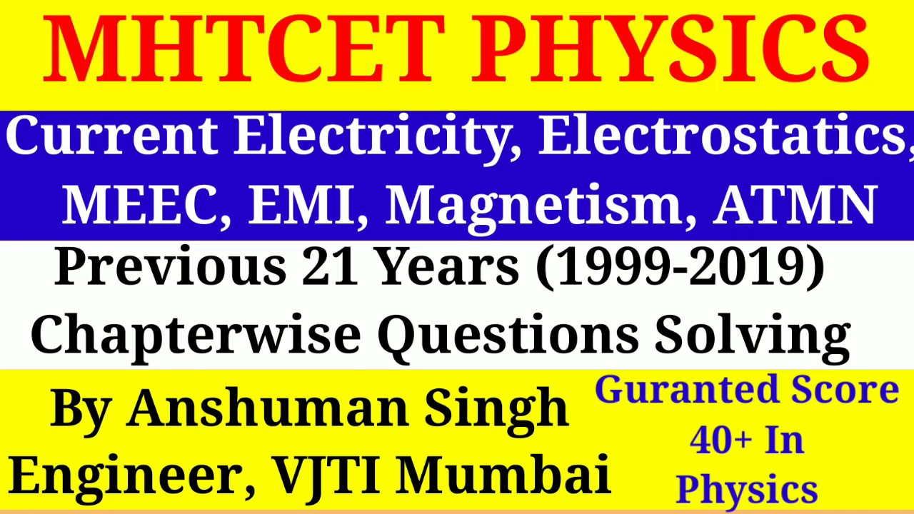 MHTCET 2020 Physics Revision | Previous Years Paper Solving 21 Years (1999-2019)