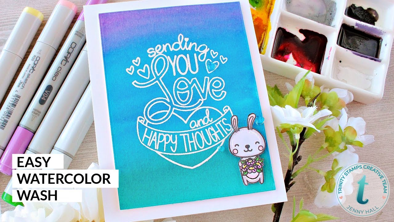 Love and Happy Thoughts Spring card with Trinity Stamps