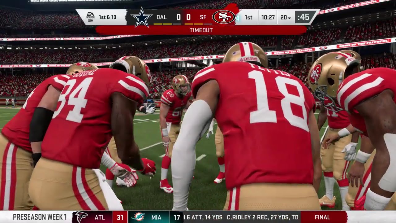 4K – Madden NFL 20 – 2019 – Preseason – Week 1 – Dallas Cowboys at San Francisco 49ers