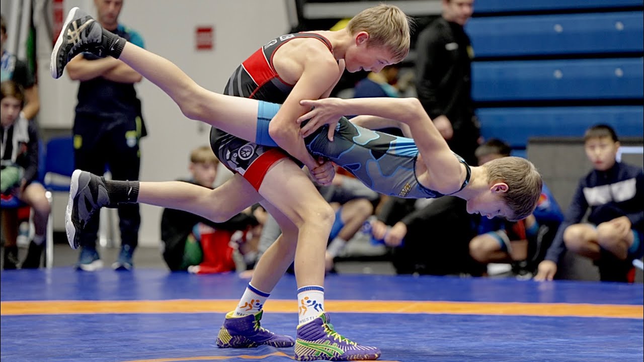 U17 Martyn Kolev (DEN) vs Igor Tutskaniuk (UKR) 45kg. Greco-roman boys youth wrestling tournament.