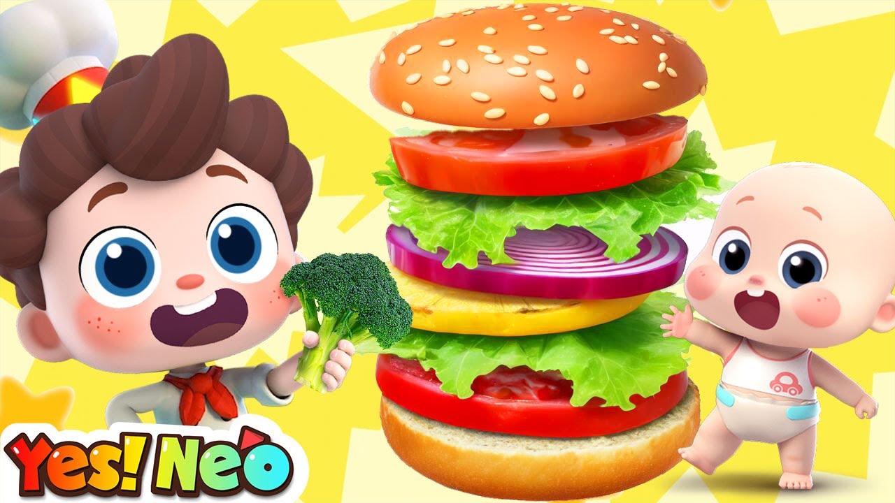 Ten Fruits and Veggies Burger | Numbers Song | Nursery Rhymes & Kids Songs | Yes! Neo