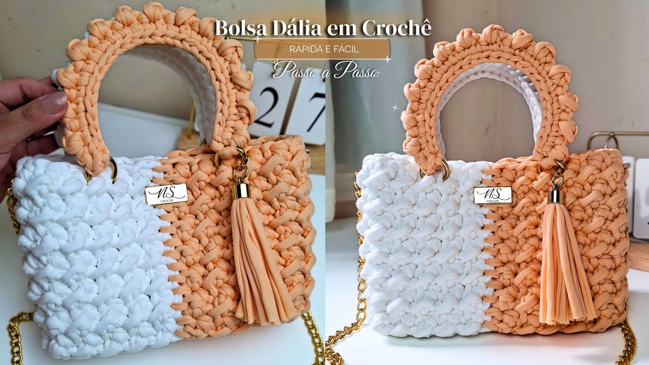 Passo a Passo- Bolsa Dália em Fio de Malha - Super Fácil e Charmosa- Nah Stein Crochê 
