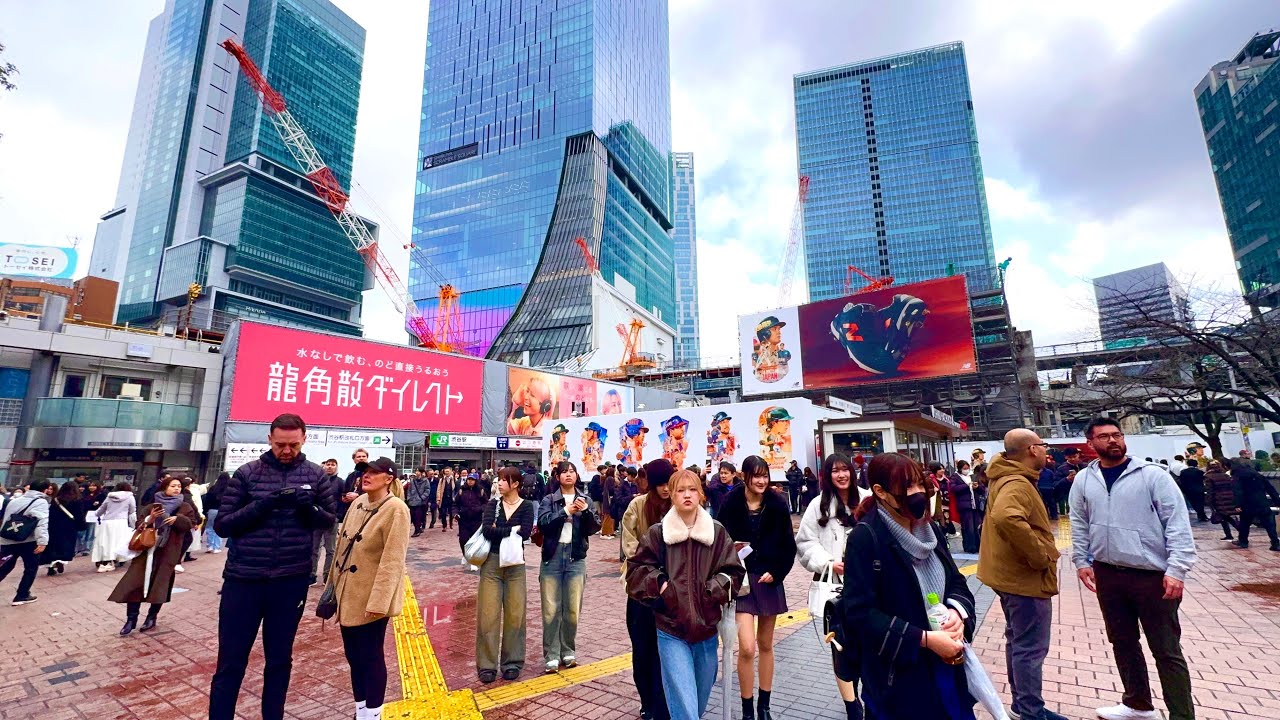 Mix  Weather walking tour in Shibuya in 4K. Tokyo, Japan. 