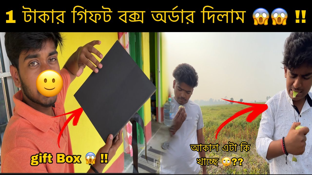 1 টাকার গিফট বক্স অর্ডার দিলাম 😱😱! আকাশ এটা কি খাচ্ছে🙄?#banglavlog #giftunboxing #giftbox #desilife 