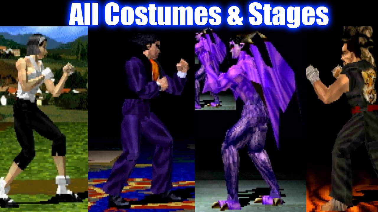 Tekken 2 (PS1) - All Character's Costumes & Stages!