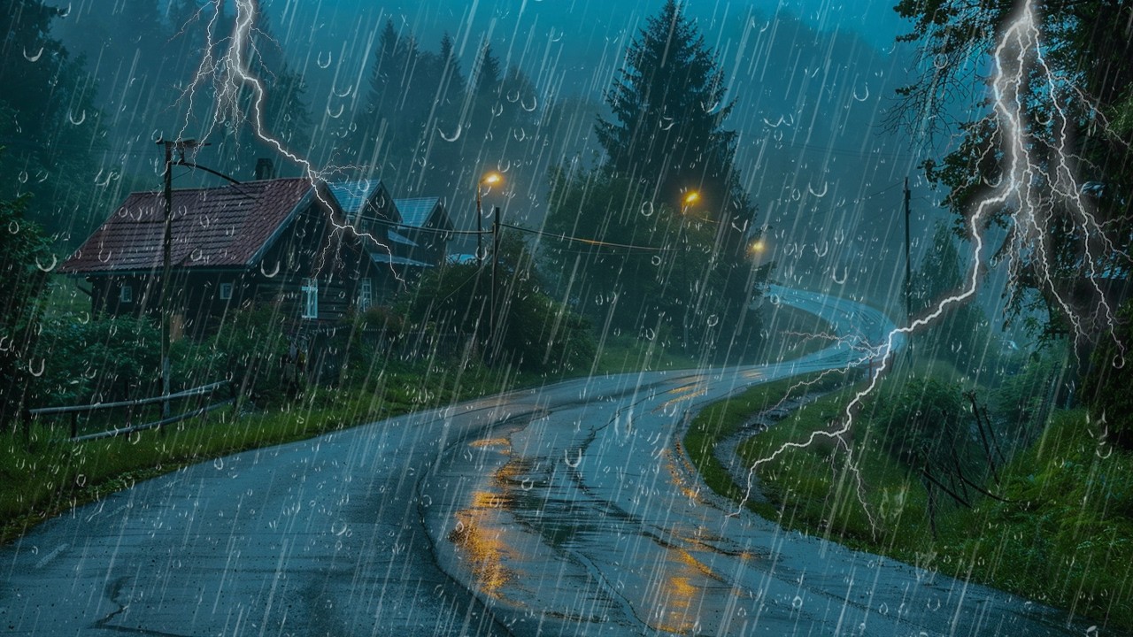 Sonido de Lluvia Relajante para Dormir - Lluvia y Truenos en Techo , ASMR, Estudiar #235