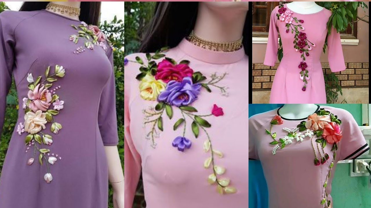 Ribbon Work Kurtis Images / Ribbon Work Kurti Design