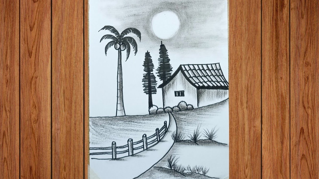 How to Draw a Peaceful Village Scenery | Easy Pencil Drawing for Beginners