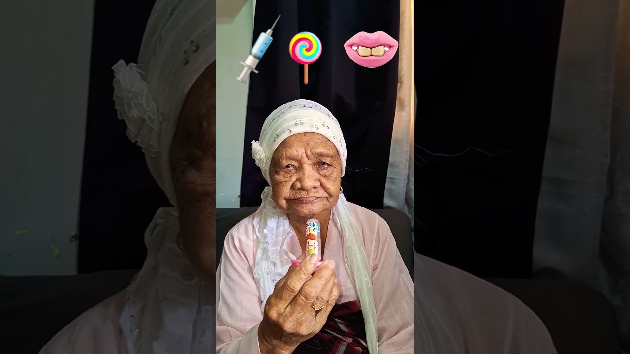 Great Grandmother👵Eating Food Emoji Challenge 💉🍭👄#eatingemojichallenge #makan #food #makanan #shorts
