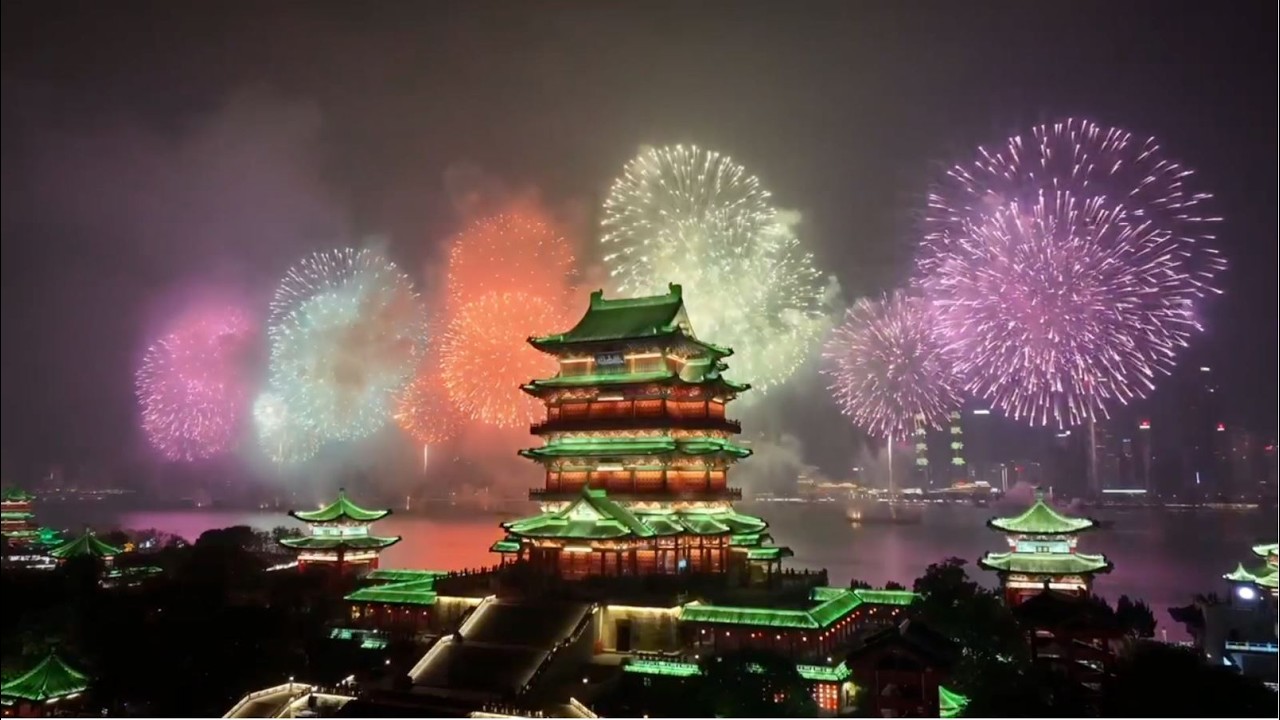 Fireworks illuminate night sky in China's Nanchang to welcome Chinese New Year