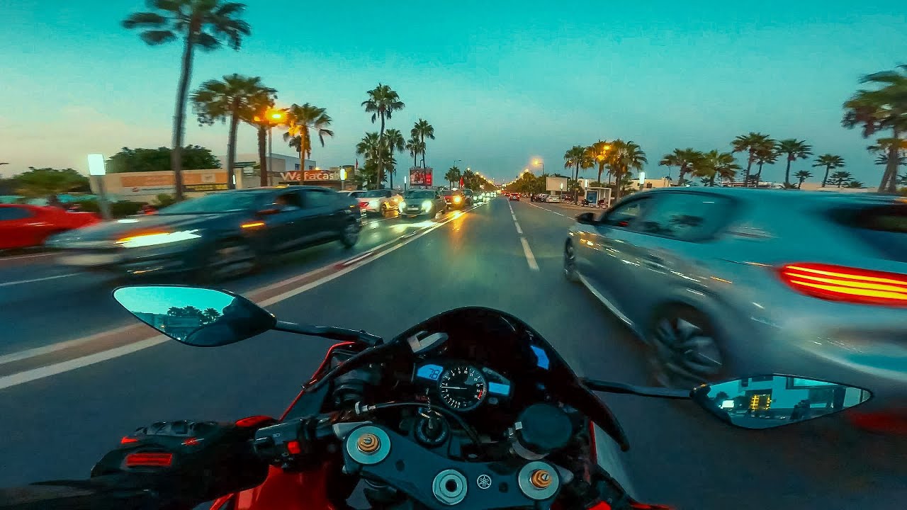 Sunset Chill Ride at the Corniche of Ain Diab &ndash; Yamaha R1 | 4K Pure Sound