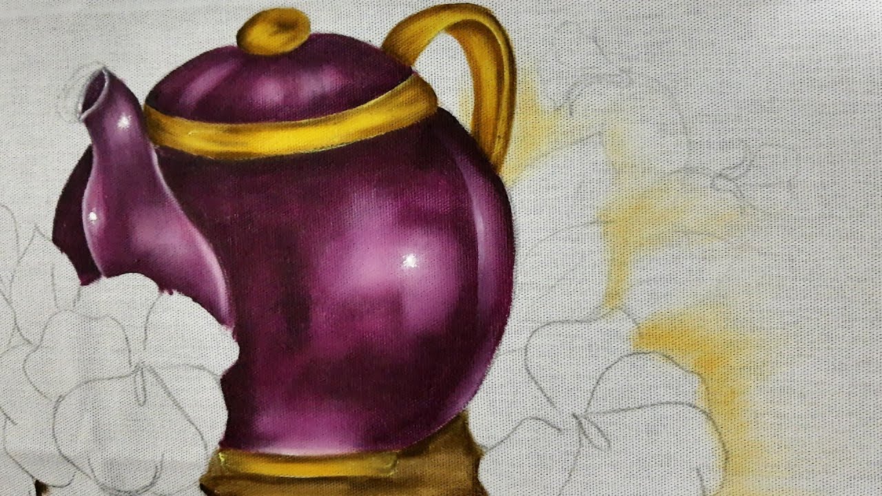Live  Como Pintar Amor Perfeito E Um Lindo Bule.