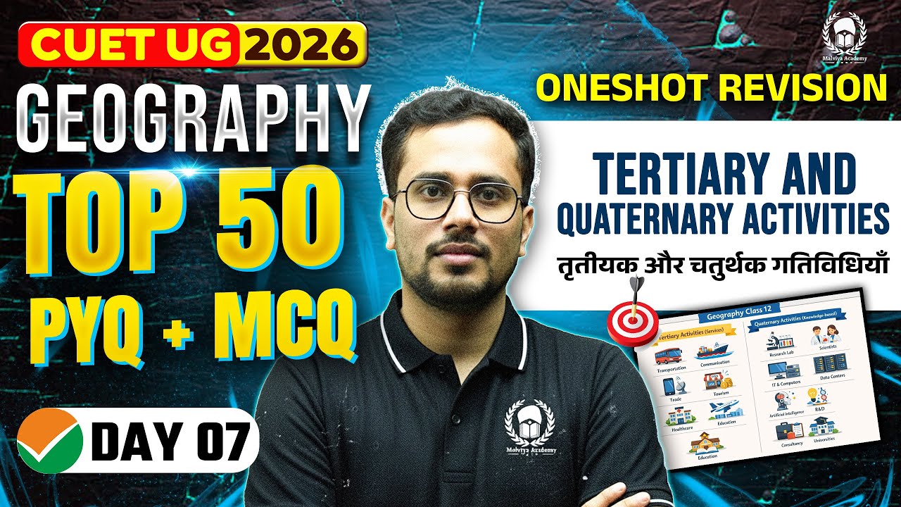 CUET 2026 Geography | Tertiary & Quaternary Activities Top 50 PYQ+MCQ| Umeed Phase-2| Shiw Mohan Sir