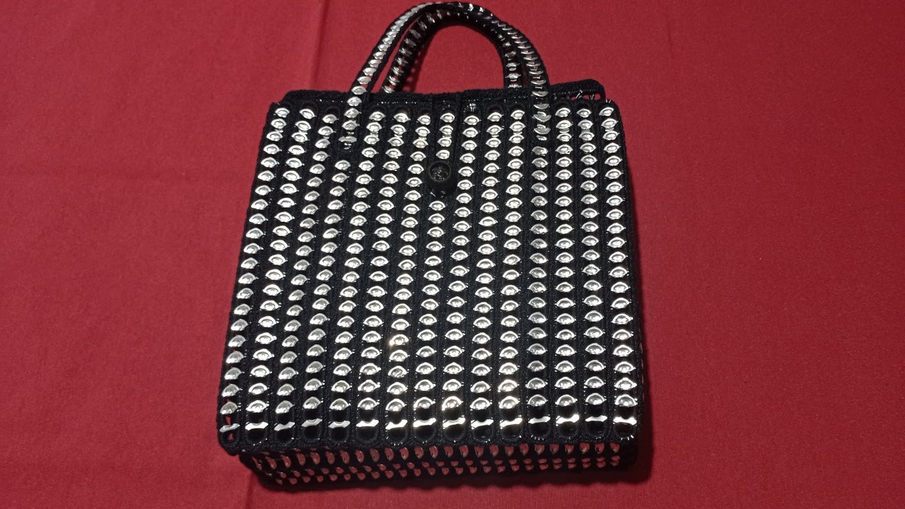 Como hacer un bolso de anillas de latas recicladas a ganchillo