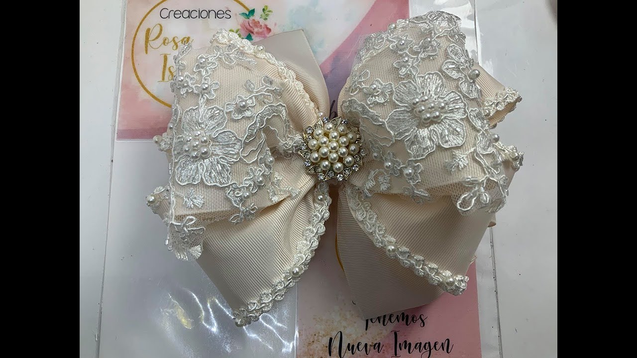 Lazo con aplicación  y  orillas  bordadas  VIDEO No.820 Creaciones Rosa Isela