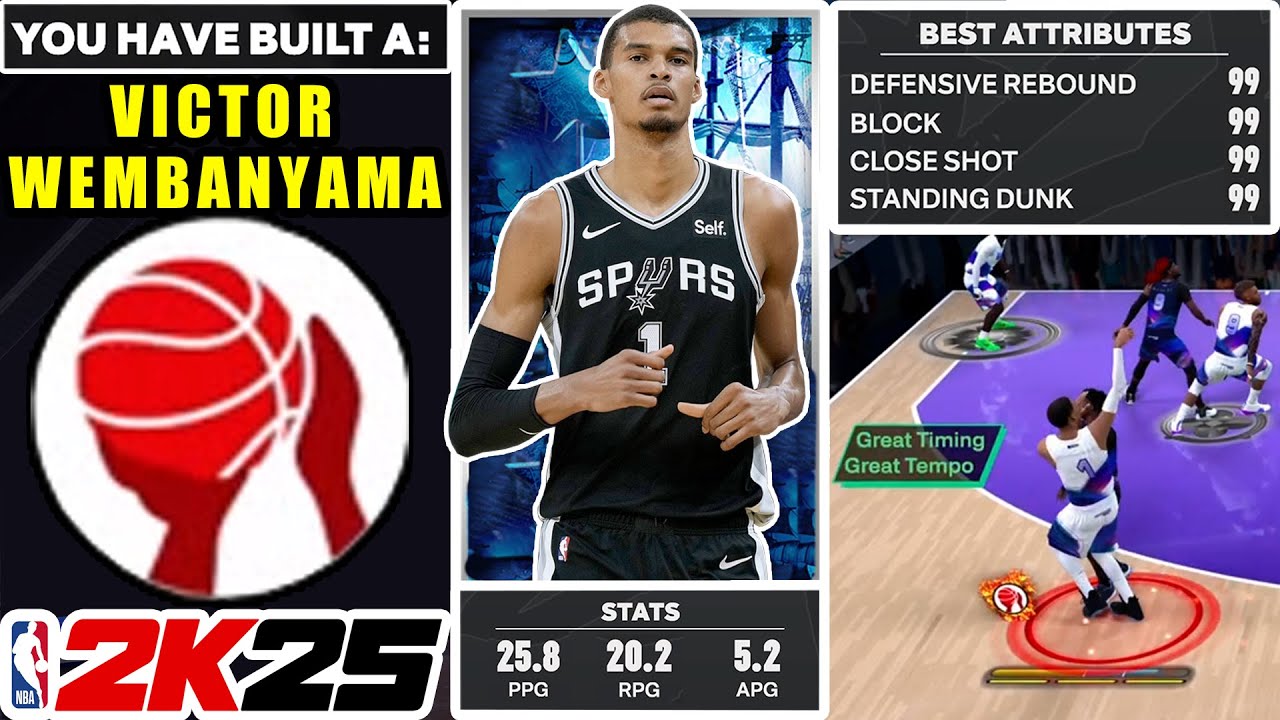THE ABSOLUTE BEST VICTOR WEMBANYAMA BUILD ON NBA 2K25! BEST 7'3 CENTER BUILD!