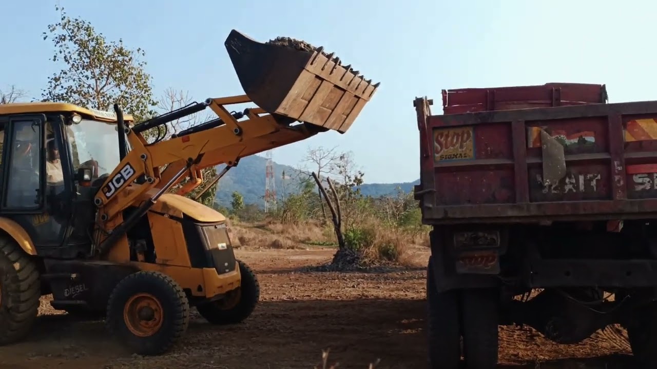 JCB Loading Stones into Dumper Truck | Heavy Machine Work#excavator #viral 