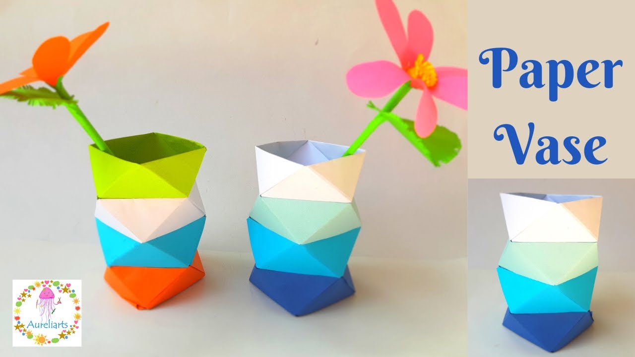 Paper Flower Vase | Easy Paper Crafts | Aureliarts