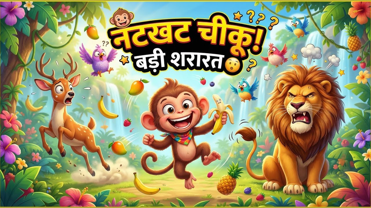 नटखट चीकू बंदर की शरारतें 🐒 l हिंदी नैतिक कहानी l Moral Story for Kids