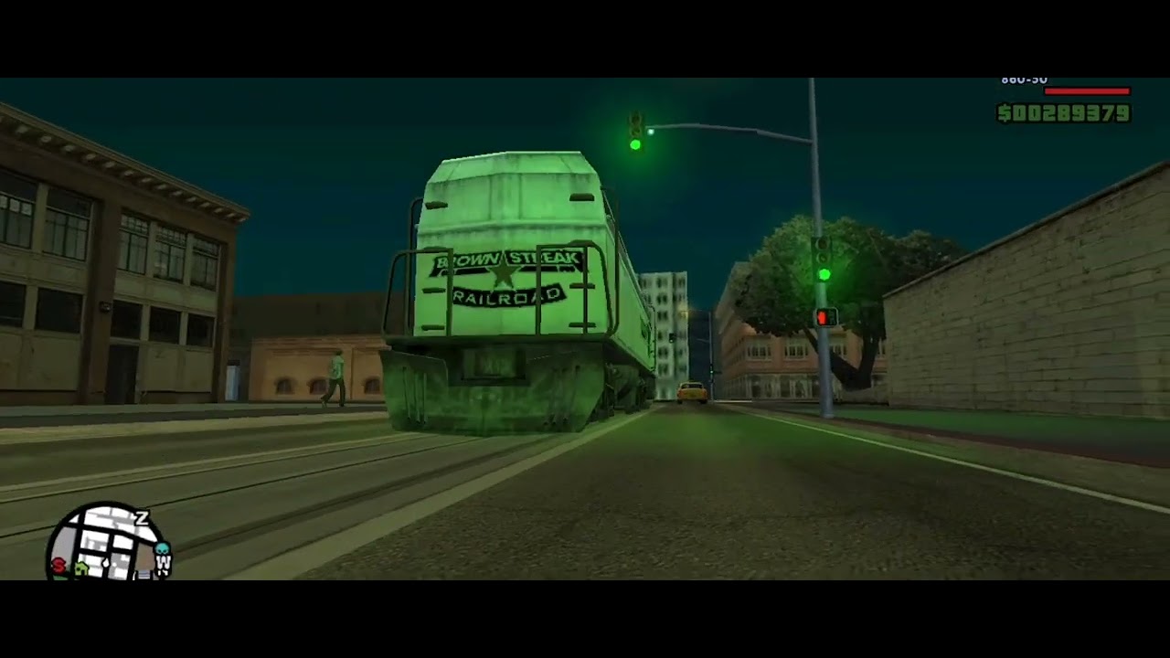 what happen when tram change to brown streak train in gta sa andreas in cinematics view