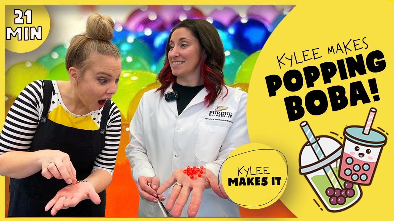 Kylee Makes Popping Boba | Learn to Try New Foods for Kids & How to Make Boba at Purdue University!