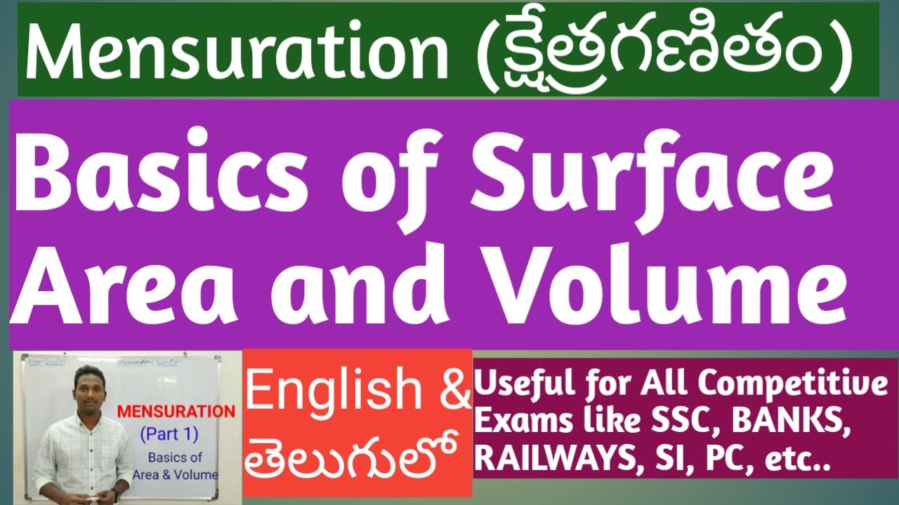 Mensuration in Telugu & English Basics of Surface Area & Volume || Part  1||