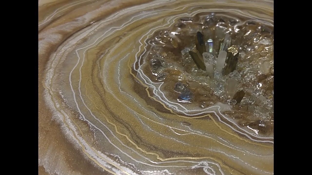 #17- 3D Gold, Bronze and White Geode Resin Pour- On A Budget!