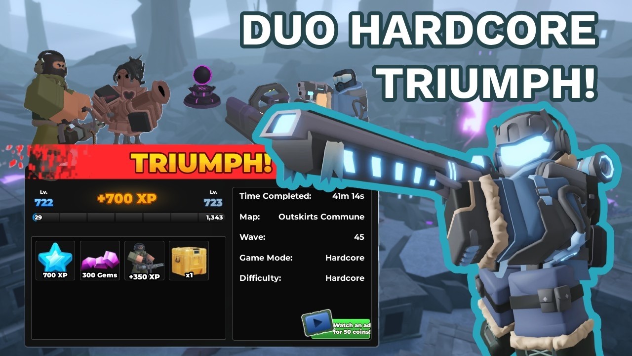 Duo Triumph Hardcore - Outskirts Commune Map || Tower Defense Simulator